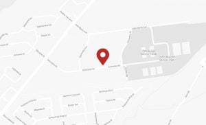 Greyscale image of Sulpher Kingston location with red marker